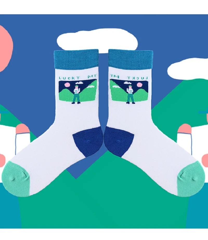 Оптовая продажа хлопковые носки без пятки полосатые жаккардовые