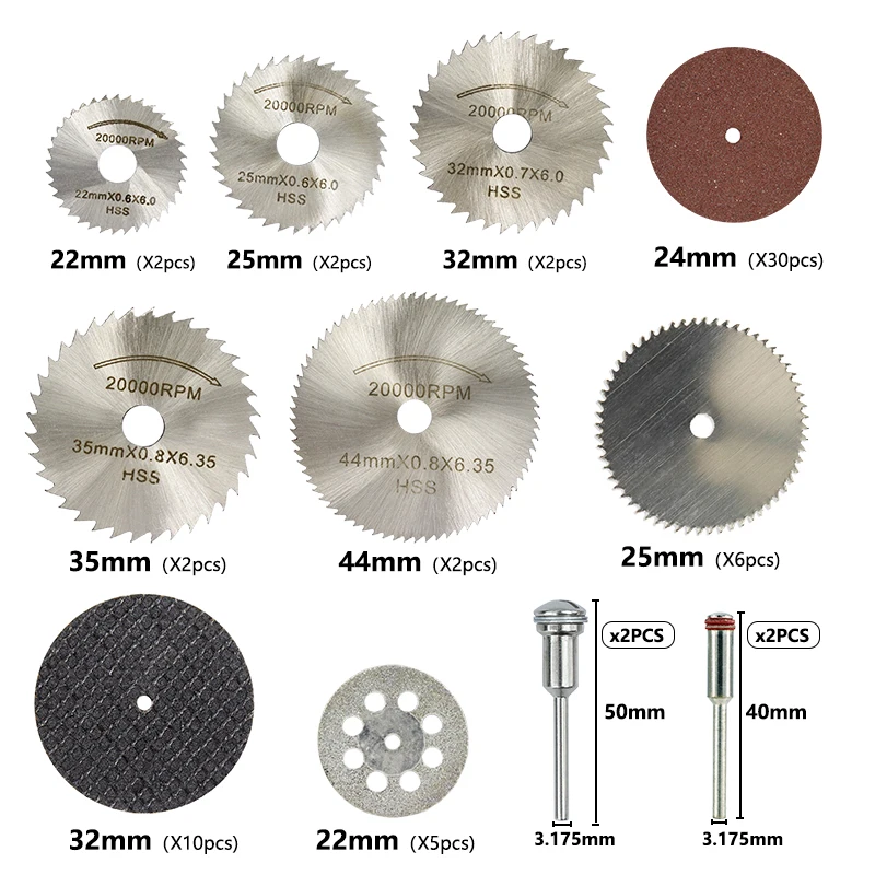 CMCP 65pcs Diamond Saw Blade Set HSS Circular Mini Rotary Tool for Dremel Drill Accessories | Инструменты