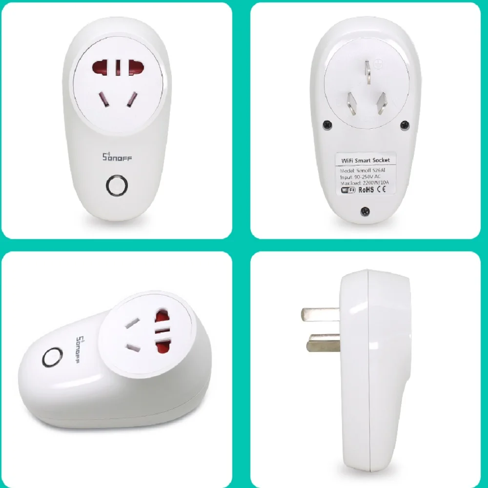 S26 CN SONOFF S26/MINI/Basic Wifi умная розетка беспроводной штекер переключатель EU-E/EU-F/UK/US/AU 220V 10A работа с Google Home Automation Alexa - Комплект: S26 CN