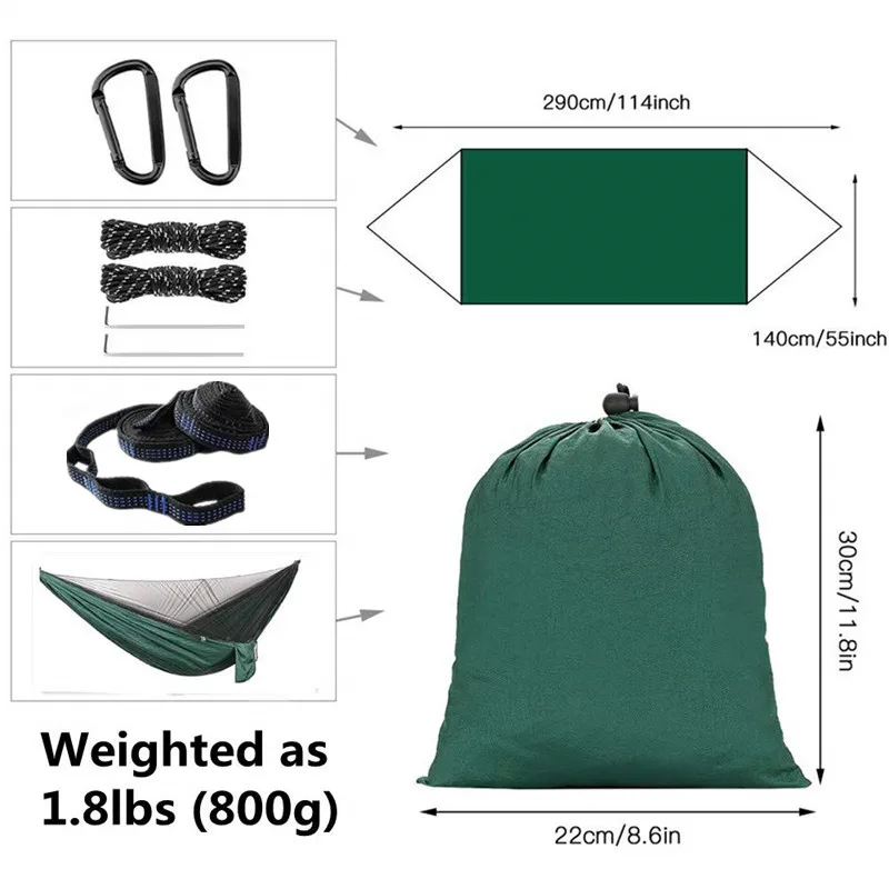 

Hammock with Mosquito Net Double Hammock Travel Hammock,Backpacking Hammock Portable Parachute 5+1 Ring Strap HammockCamping