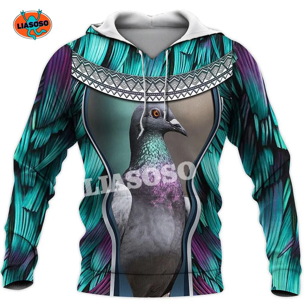 

Unisex Casual Funny Zip Jacket Tops Fashion Men Streetwear Sweatshirts Beautiful Pigeon 3D Printed Hoodie Clothing Drop Shipping
