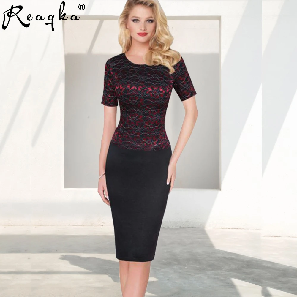 Женское кружевное платье с коротким рукавом винтажное элегантное офисное