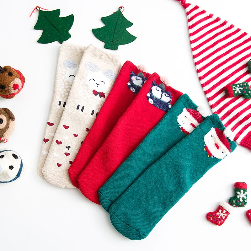 3 пары осенне зимних уплотненных детских носков Подарочная коробка хлопковые
