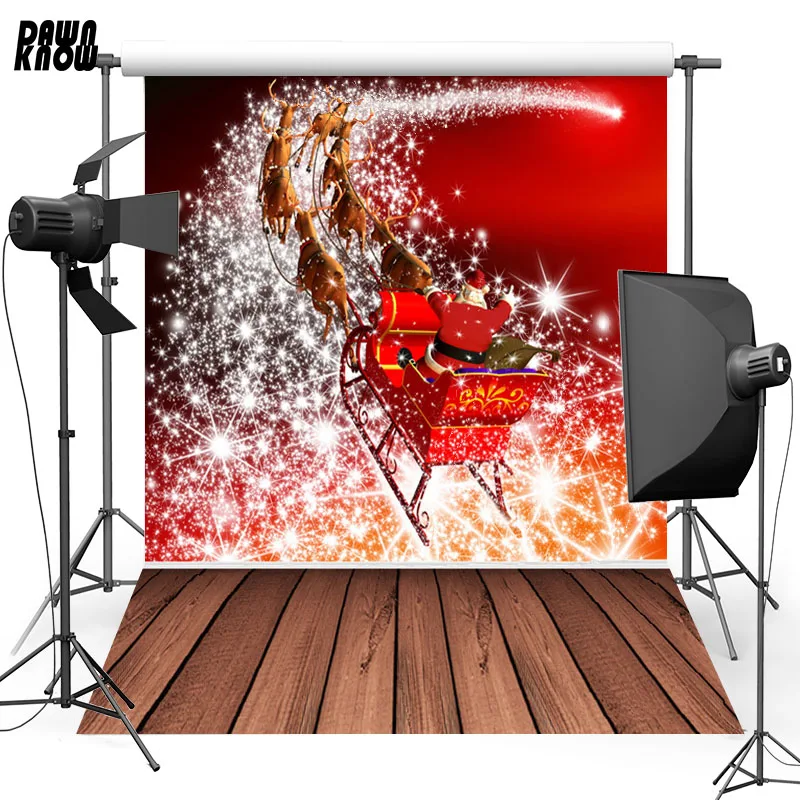 Виниловый фон для фотосъемки с изображением отца Рождества саней Дон знай в пол