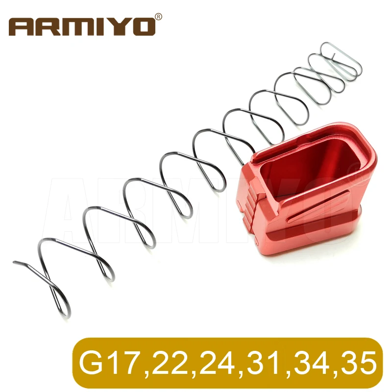 

Armiyo Tactical Magazine Base Pad Extension Kit for G17 17C 17L 22 22C 24 24C 31 31C 34 35 with +10% Spring Hunting Accessories