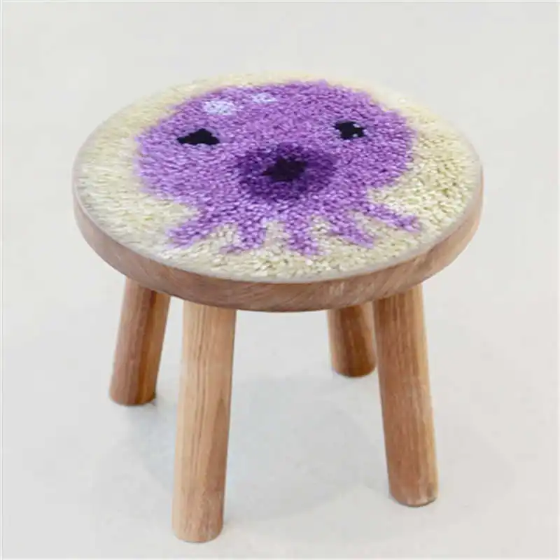Round Cushion Latch Hook Rug Kits Embroidery Foamiran For Needlework Cartoon Handmade Cross Stitch Small Size 27*27 CM Decor F | Дом и сад