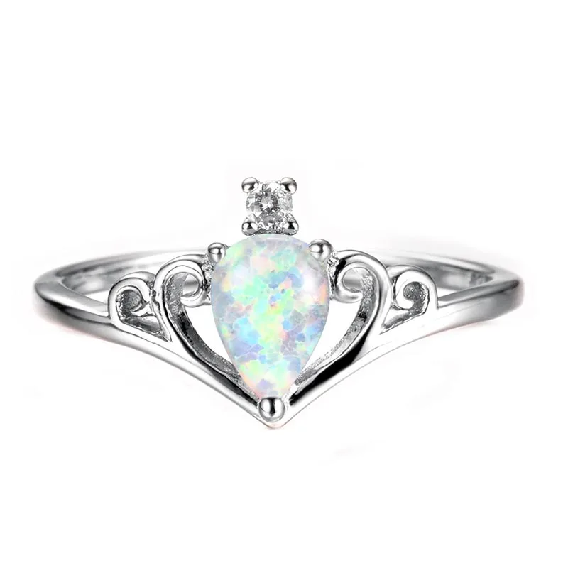 Bague Ringen женское серебро 925 ювелирные изделия капли воды из опала Корона драгоценный камень кольцо Свадьба Помолвка подарок на день Святого Валентина