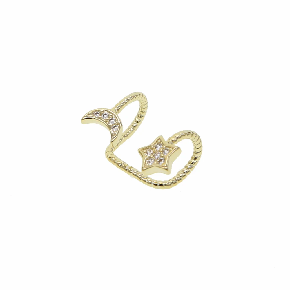 white cz 1 шт, лунные запонки со звездой, серьги, наполненные золотом, белая радуга, cz, без отверстия, без проколов,, рождественский подарок, серьги, манжеты - Окраска металла: white cz
