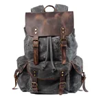 Повседневные холщовые рюкзаки, винтажные водонепроницаемые вместительные дорожные женские сумки из вощеной кожи для ноутбука, ранец на шнурке