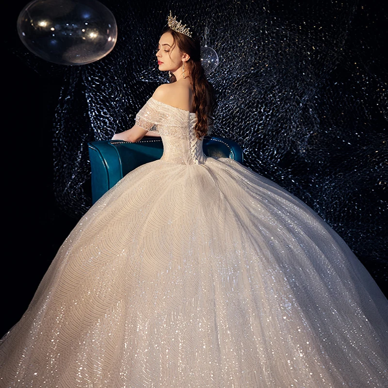 JKM050 Lace Up Back Floor Length Ball Gown Wedding Dresses Beading Appliques Organza Real Photos пляжное платье | Свадьбы и