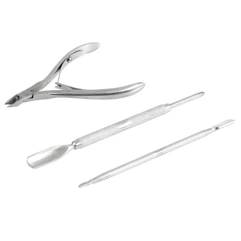 

3pcs/set Nail Cuticle Pusher Spoon Nail Scissor Skin Set Dead Steel Cut Remover M01899 Nipper P3S7