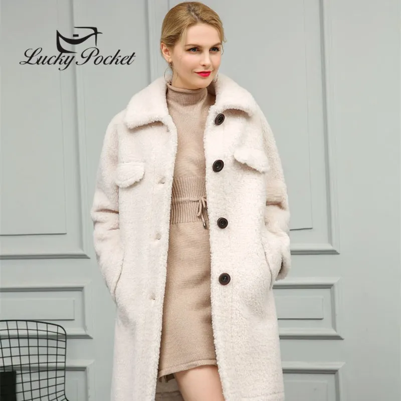 

Winter Female Slim White Lamb Fur Coat Ladies Sweet Red Turn-down Collar Plush Fur Coats Women Casual Warm Thick Fur JacketDM5