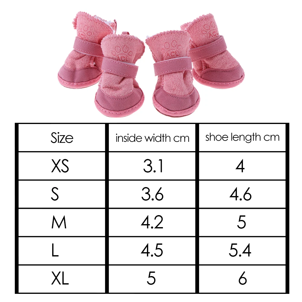 

4pcs Lovely Thicken Pet Winter Warm Shoes Boot Anti-slip Shoes Footwear Pet Products for Small Dog Cat Puppies