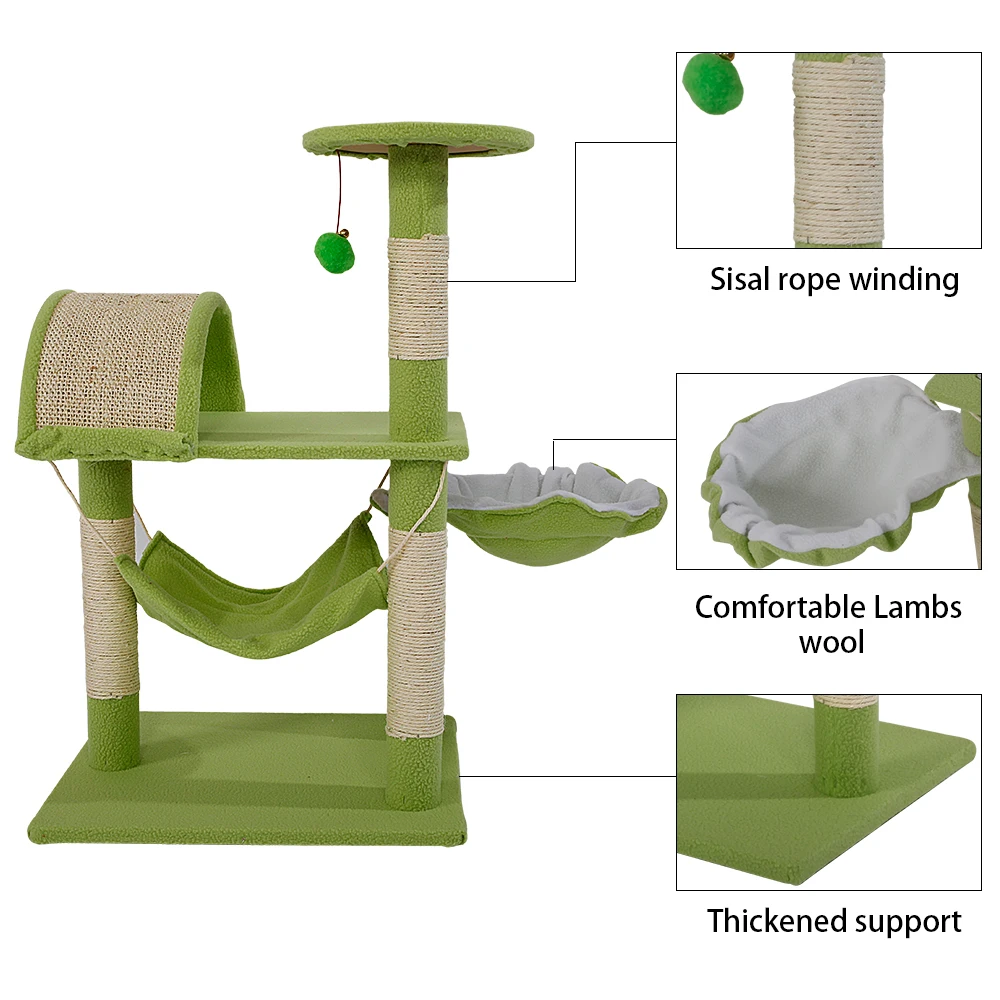 

M46 32" Stable Cute Sisal Cat Climb Holder Cat Tower Lamb Green
