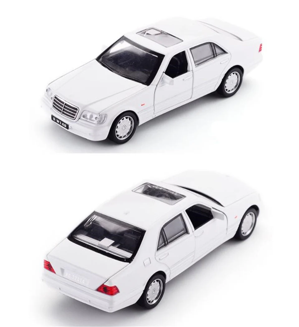 Горячая литая модель автомобиля 1:32 S W140, мигающий светильник для детей, металлические игрушки для автомобиля, Детские колеса, подарки на день рождения и Рождество