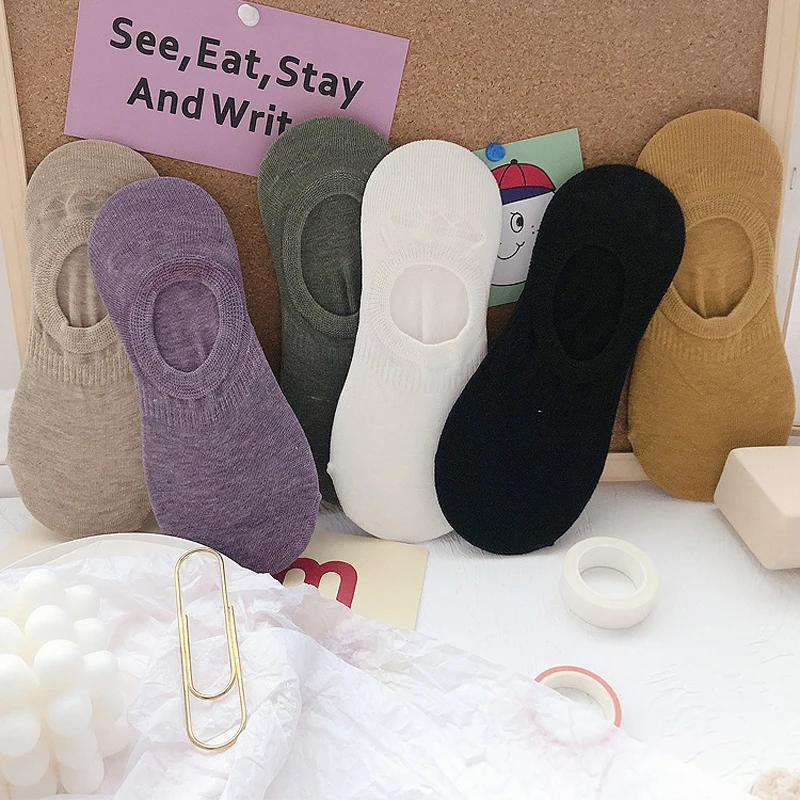 10 пар невидимые женские носки хлопковые тонкие дышащие короткие в японском стиле