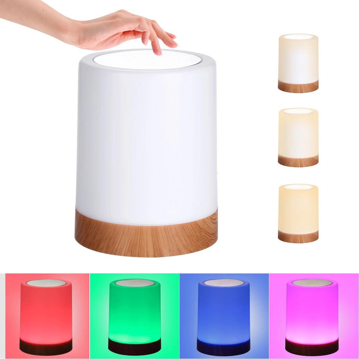 USB Rechargeable Touching Control Bedside Light Dimmable Table Lamp Warm White & RGB Night for Living Room Bedrooms Office | Лампы и