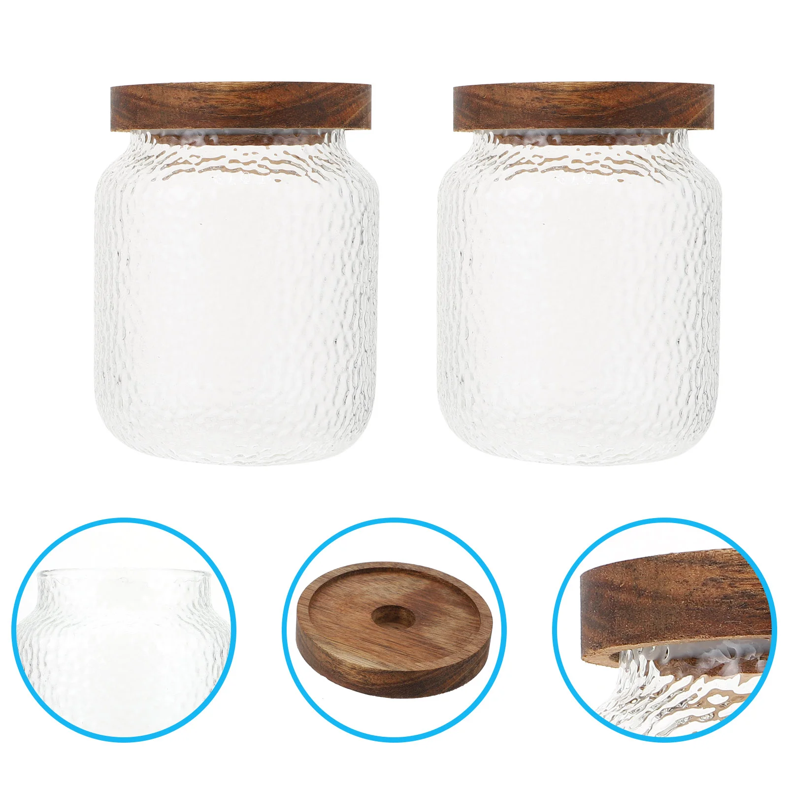 

2 Pcs Glass Spice Storage Jar Covered Grain Bottle Beans Container With Lid