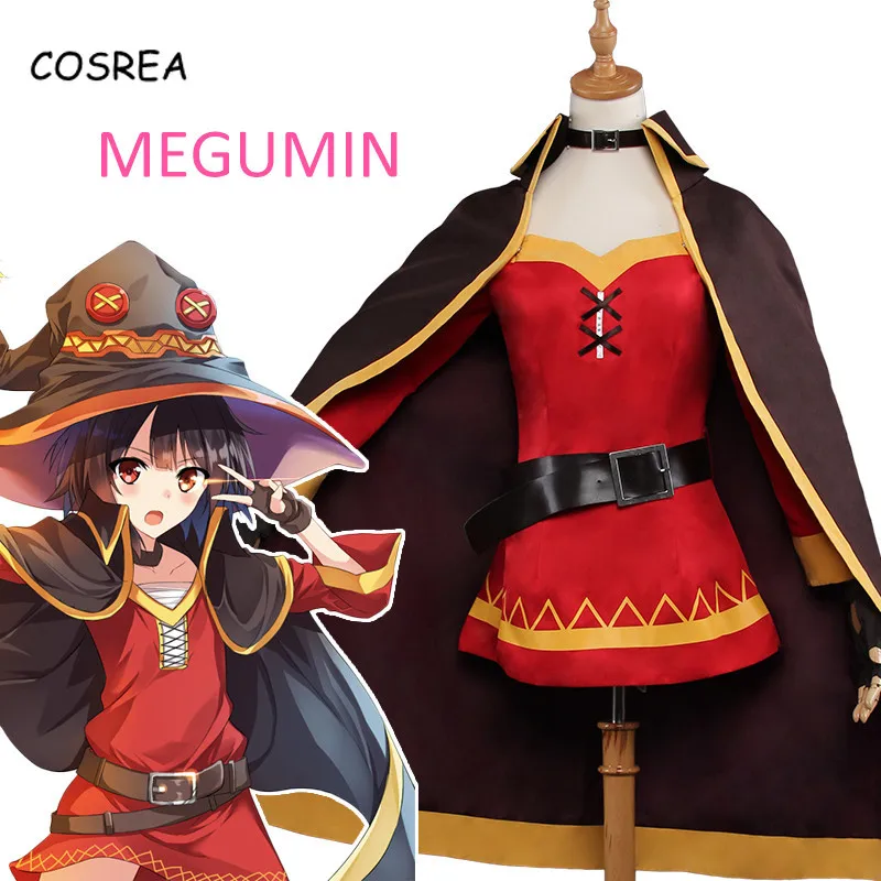 KonoSuba Megumin маскарадный костюм с шапкой платье накидкой для Хэллоуина женщин Божье