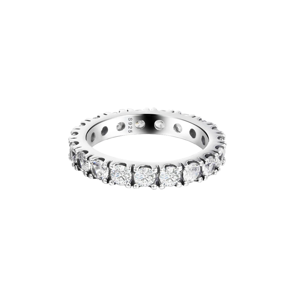 

Fashion Female Rings Sparkling Row Eternity Ring Clear Stone Sterling Silver Jewelry Rings For Woman Party Proposal