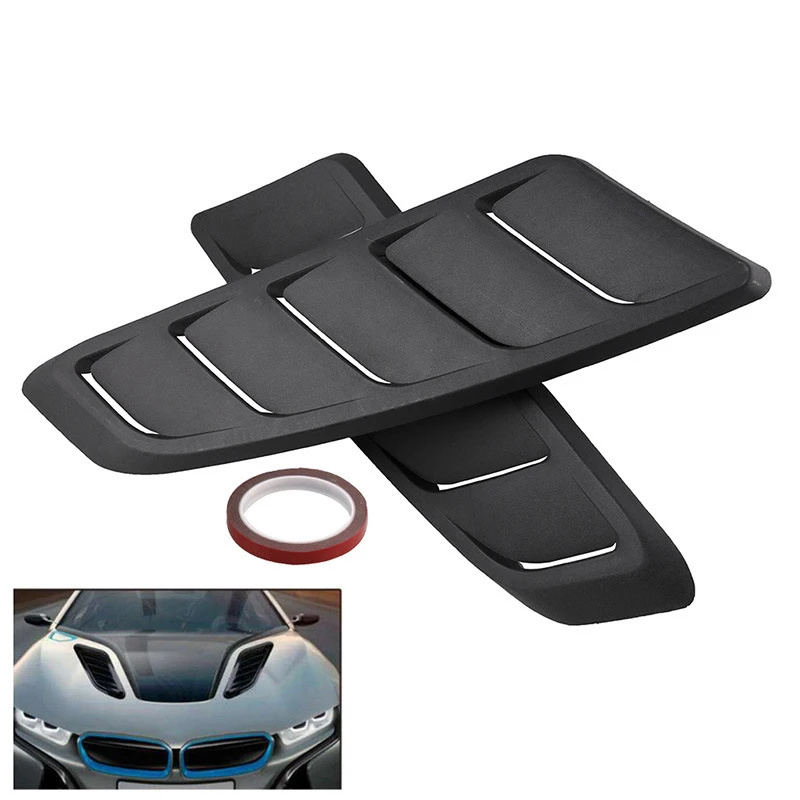 Universal ABS Plastic Car Air Intake Scoop Bonnet Hood Vent Front Hood Vent Fit For Ford Mustang 2015-2017 Panel Trim 2pcs