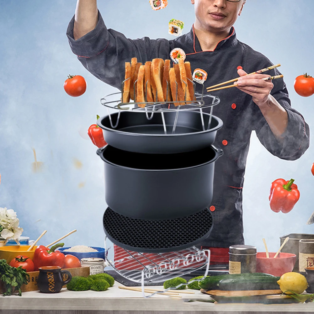 

High Quality Air Fryer Accessories 7 Inch for Gowise Phillips Cozyna and Secura, Set of 7, Fit all Airfryer 3.5L-4.5L
