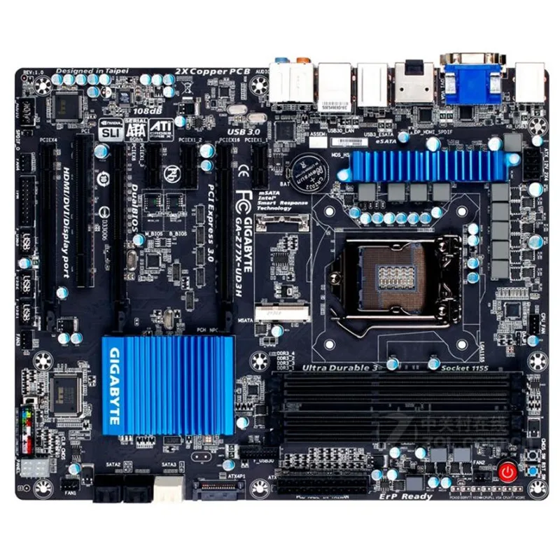 Б/у оригинальная материнская плата Z77 для Gigabyte GA Z77X UD3H LGA 1155 DDR3 32G VGA + DVI HDMI DP| |