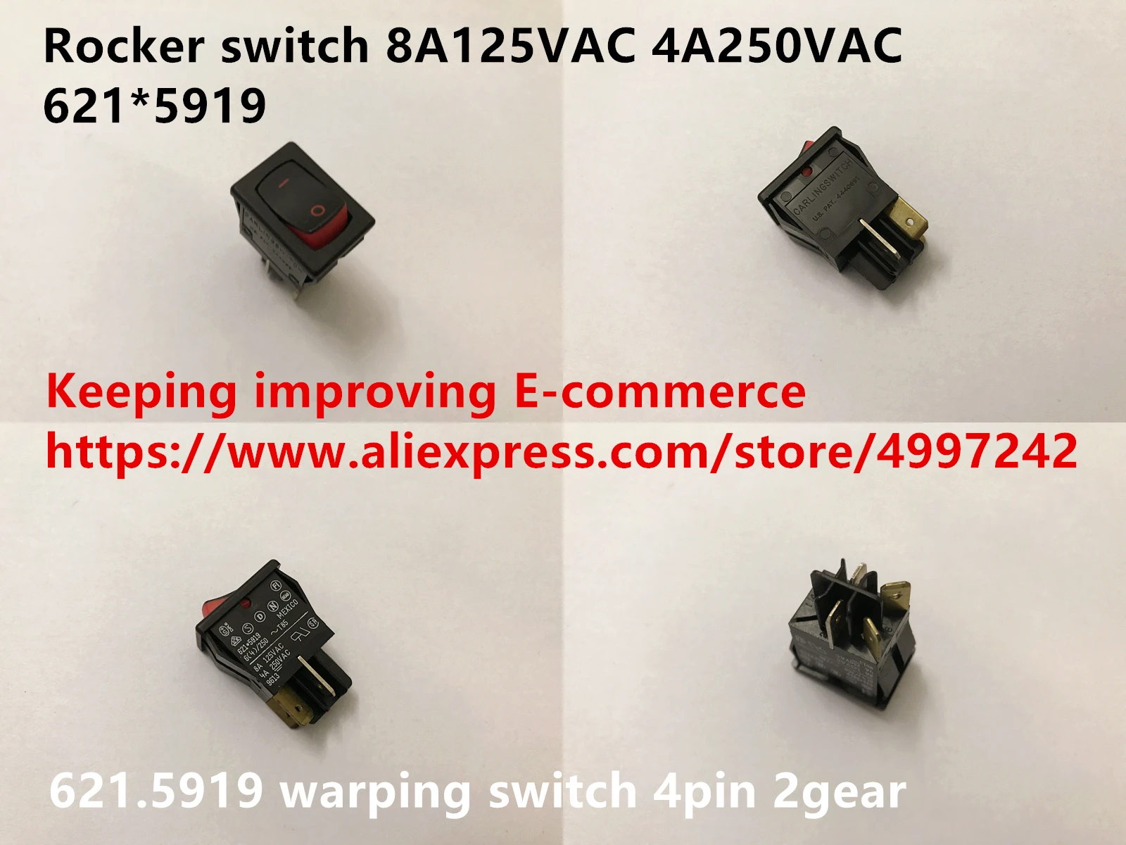 Оригинальный новый 100% 621*5919 клавишный переключатель 8A125VAC 4A250VAC 4pin 2gear 621,5919 переключатель с деформацией