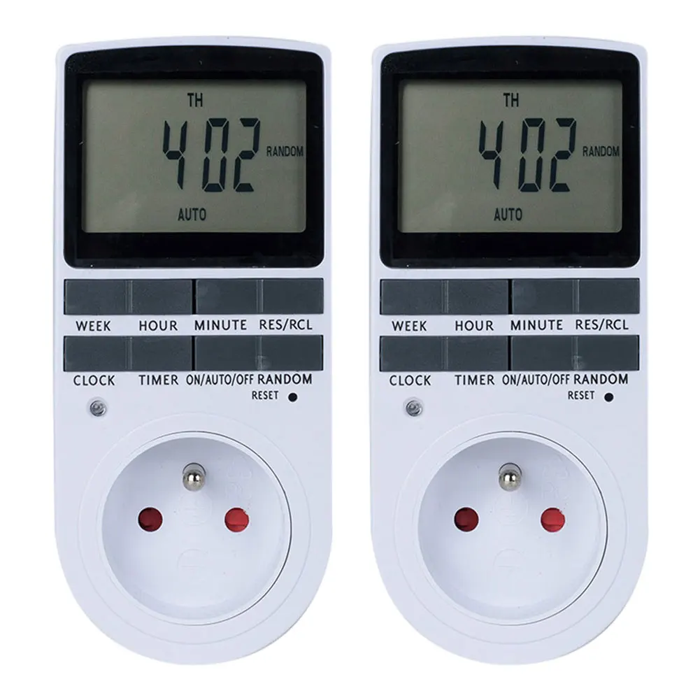 

2 Pcs Plug-In Digital Socket Timer Digital Socket Timer With 10 Daily Weekly Programs With Anti-Theft Mode And Large LCD Screen