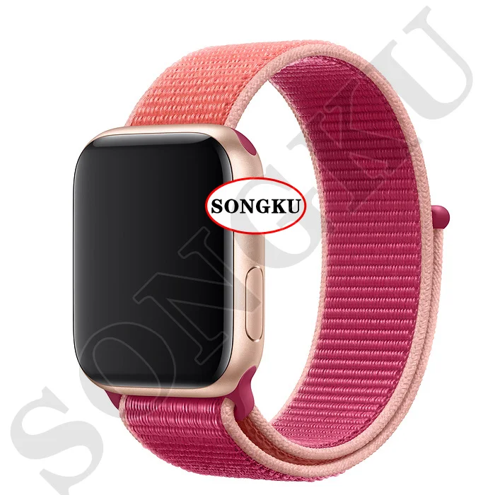 G Nylon Pink SONGKU IWO 12 часы серии 5 1:1 умные часы 40 мм 44 мм Bluetooth часы для apple iPhone Siri Android телефон цветной ремешок - Цвет: G Nylon Pink