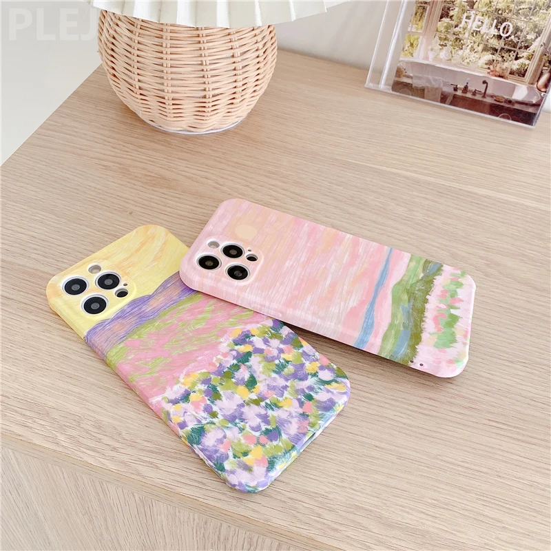 Милый масляными красками цветами силиконовый мягкий чехол для телефона с