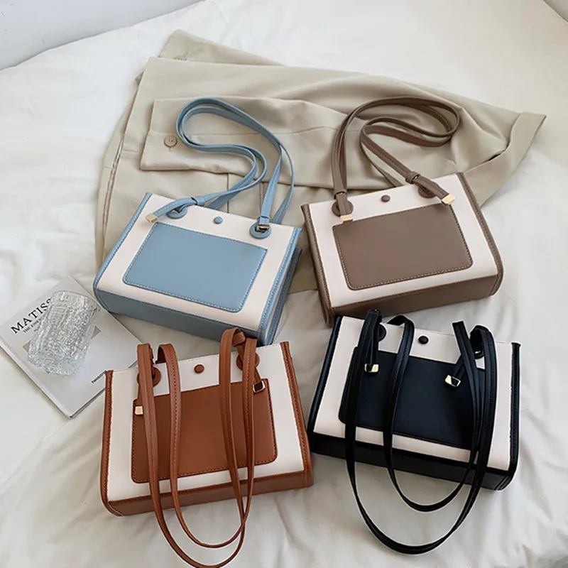 

Designer Products Fashion Large Capacity Bag 2021 New Korean Version Simple Contrast Handbag Commuter Shoulder Tote Bag