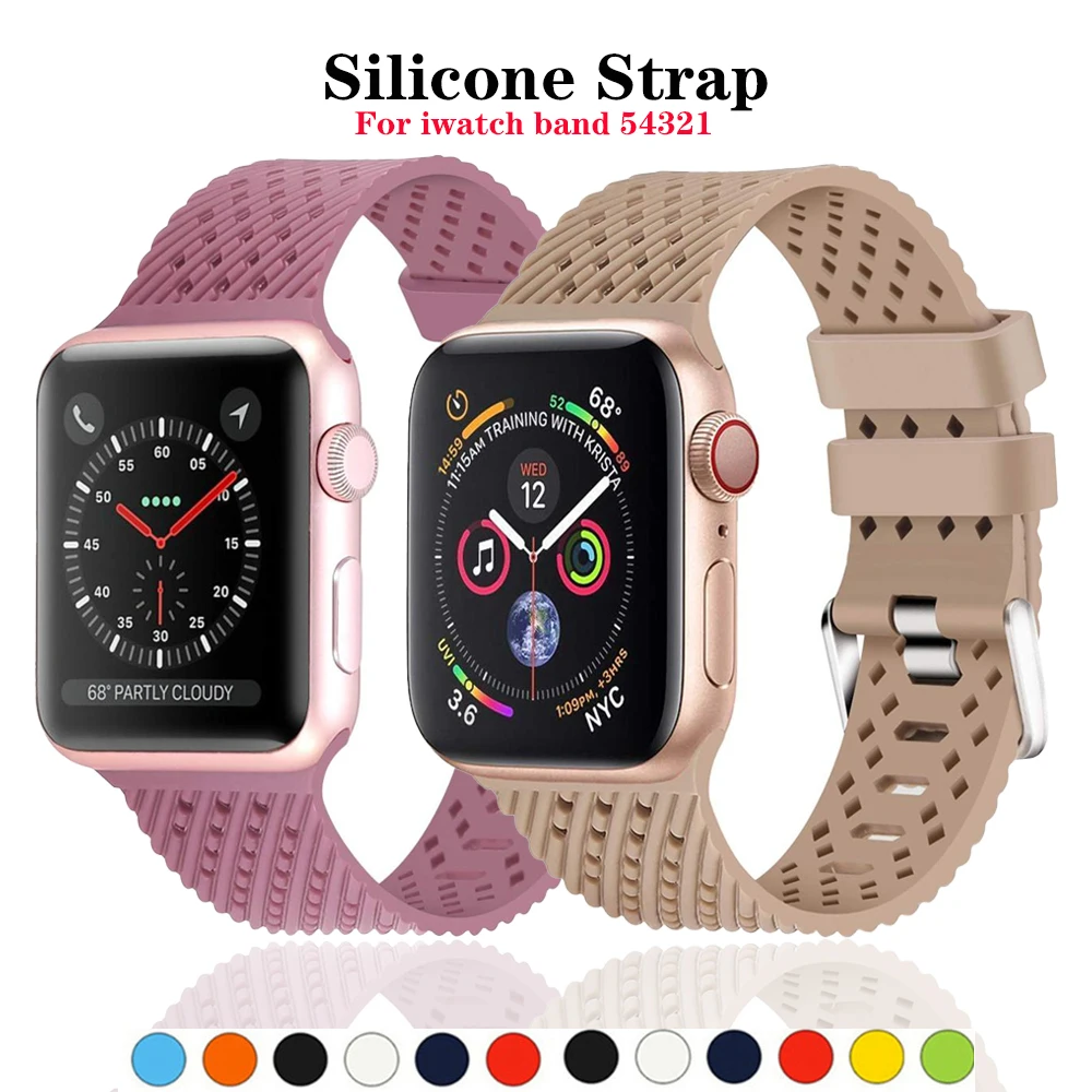 Ремешок силиконовый для Apple watch band 44 мм 40 42 38 ремешок с 3d текстурой iwatch series 6 5 4 3 se
