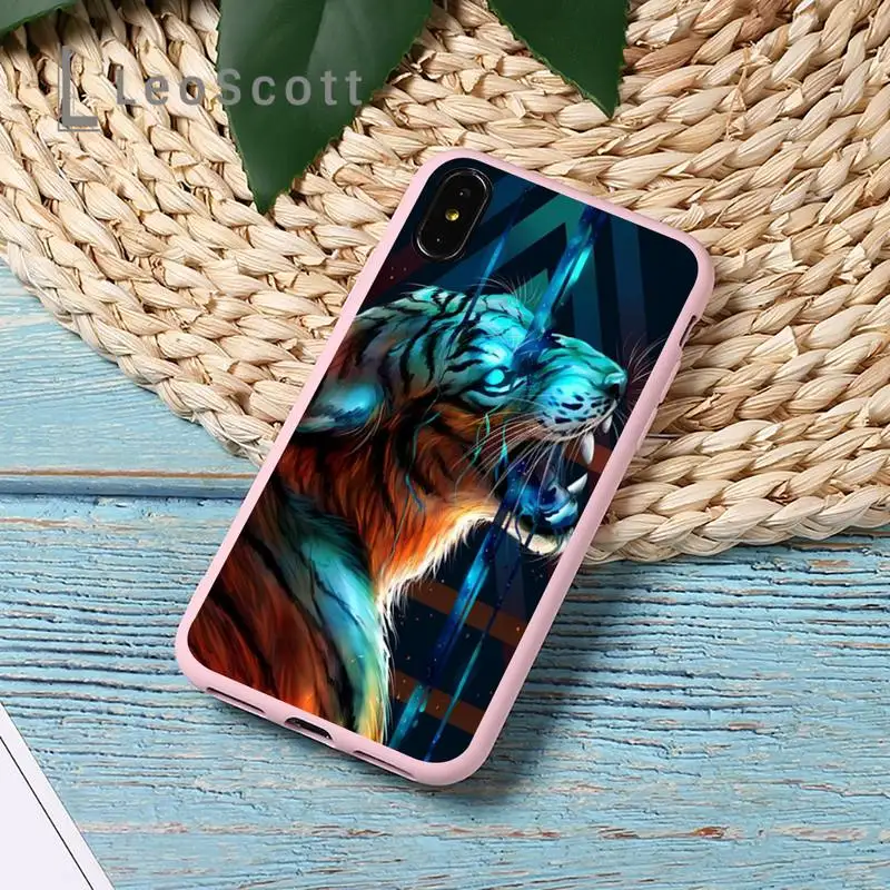 

Ferocious animaltiger Phone Case Candy Color for iPhone 11 12 mini pro XS MAX 8 7 6 6S Plus X 5S SE 2020 XR