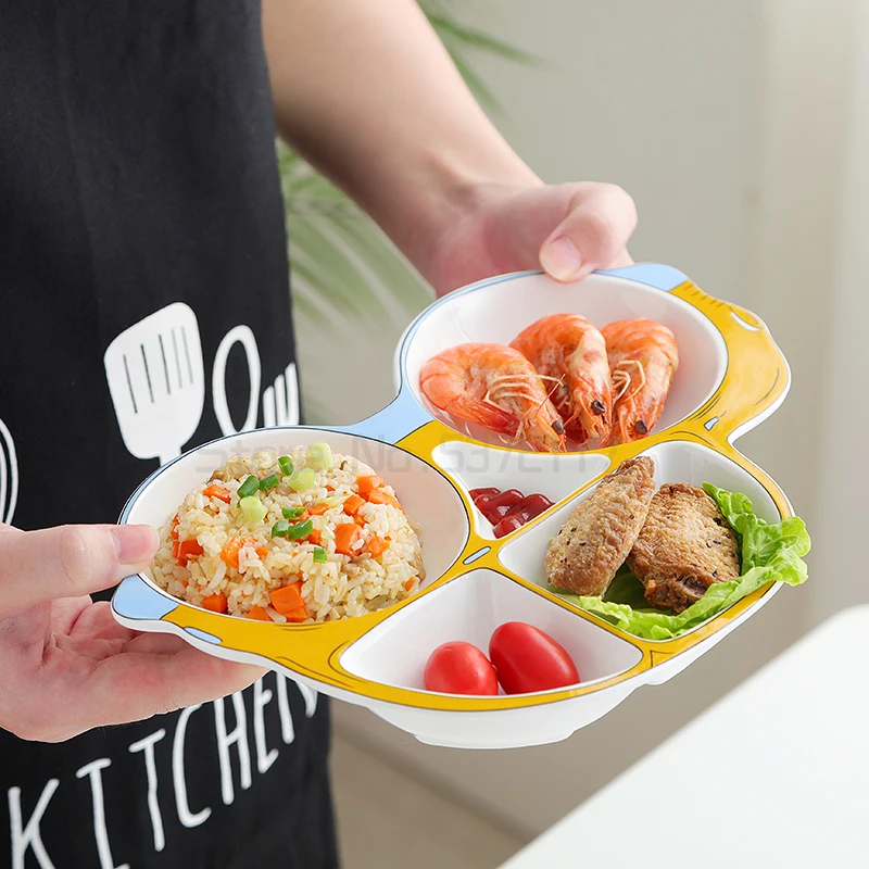 

Ceramic Bowl Kids Flatware Sets Cartoon Plate With Spoon Fork Car Shape Compartment Tray Cutlery Kids Tableware Dinner Plates