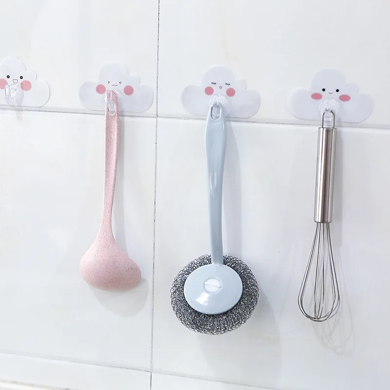 4 шт./компл. сильный самоклеющиеся Вешалки крючки станок и облака Форма двери