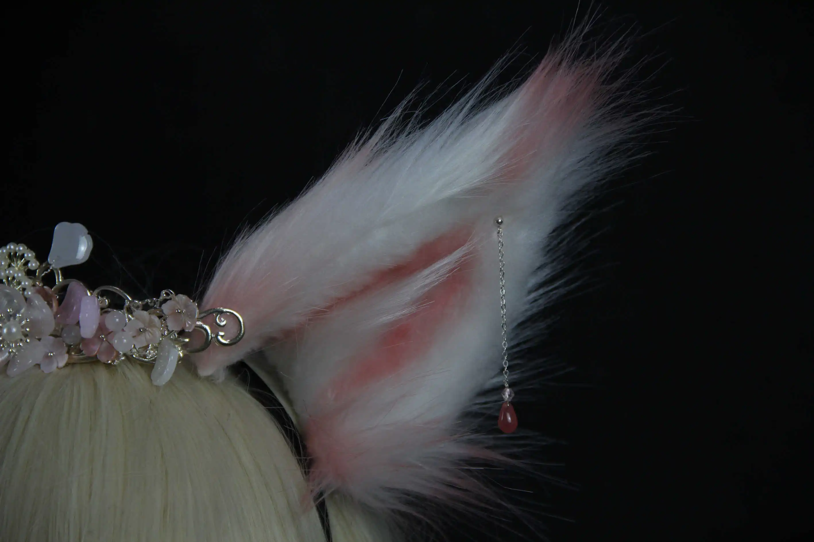 Новый рождественский Обруч Ручной работы с белыми розовыми ушками лисы волка