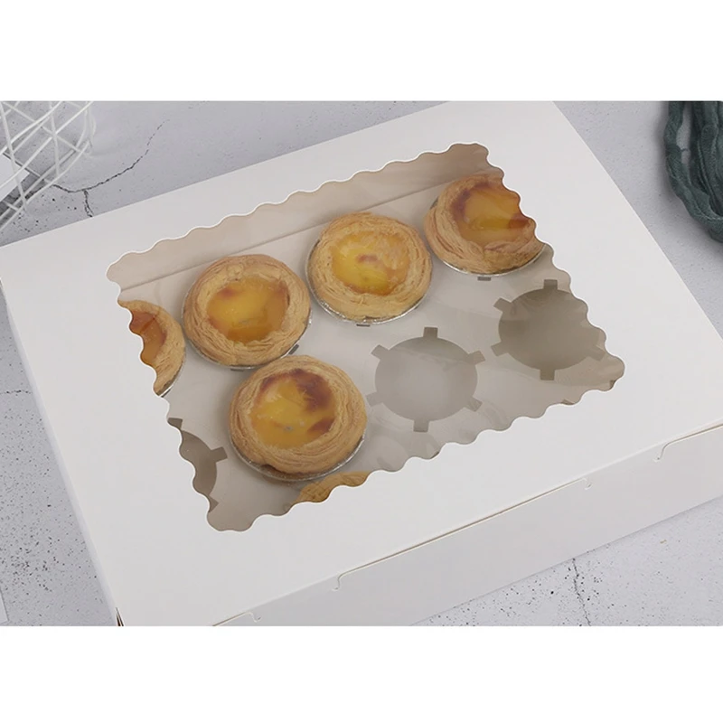 12 Полость кекс коробки круглое отверстие Маффин коробка запеченное яйцо Tart окно
