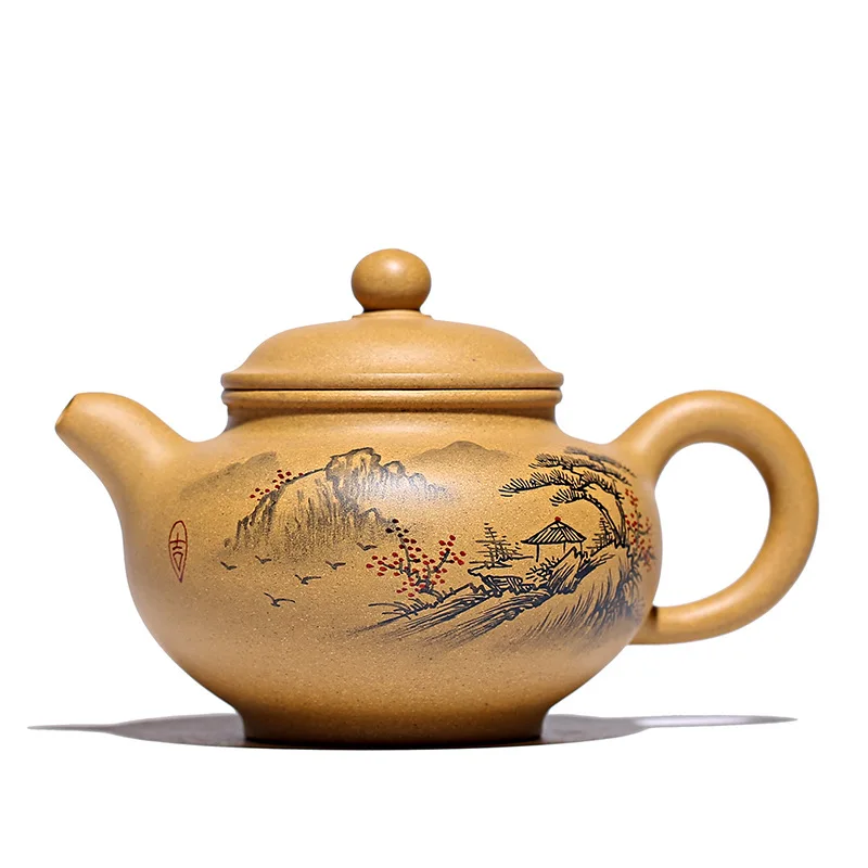 

Purple clay pot original ore section pure hand-made color painting tea set gift box goods