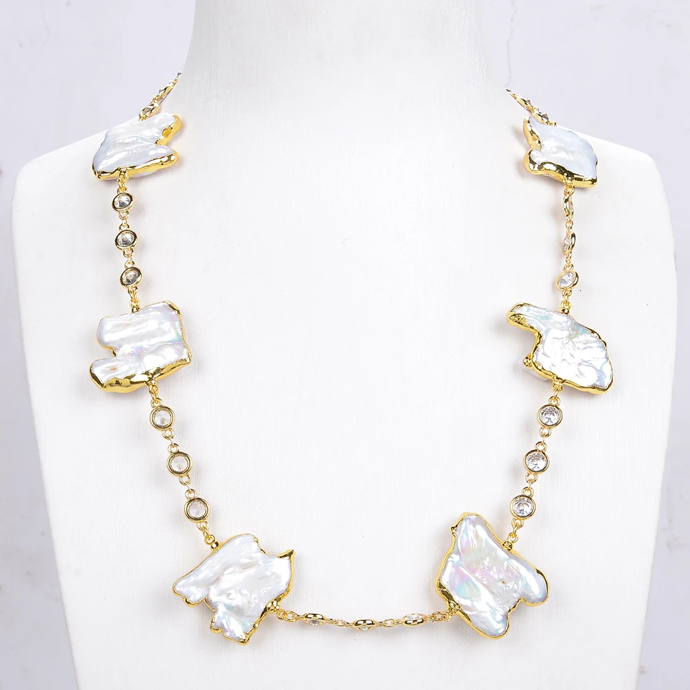 Длинное ожерелье с цепочкой и искусственным жемчугом 22 дюйма |