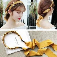 korea simple lady bow tie hair band headband solid color japan south retro ribbon ornament adult headdress