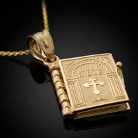 religion women necklace gold color openable holy bible book pendant necklaces christian judaism catholicism orthodox jewelry