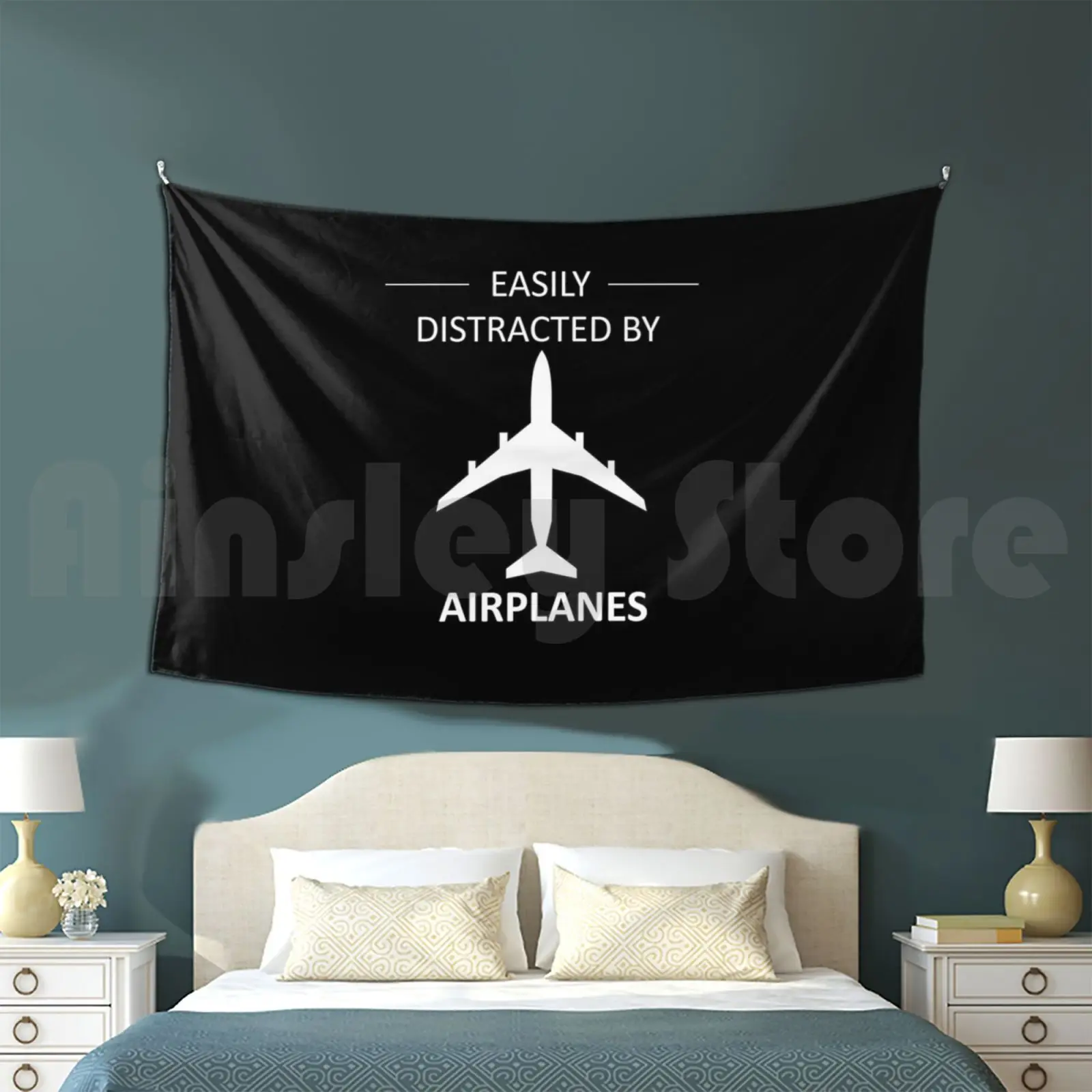 

Easily Distracted By Airplanes Cool Pilot Aviation Tapestry Living Room Bedroom Pilot Aviation Easily