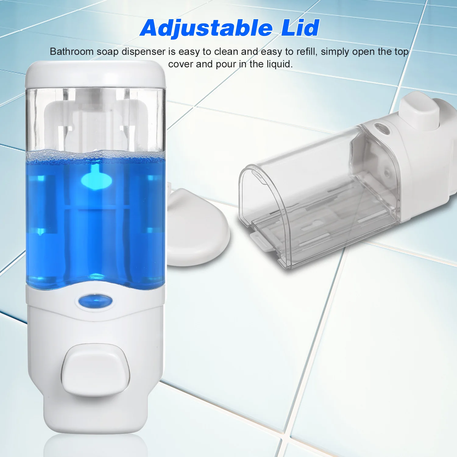 

300mL Manual Soap Dispenser Wall Mounted Dish Liquid Lotion Gel Shampoo Chamber Dispenser for Bathroom Kitchen Home School Hotel