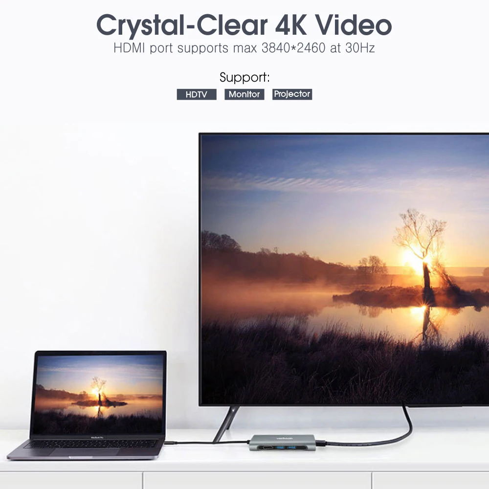 

Vothoon USB Type C HUB to USB 3.0 HDMI USB HUB for MacBook Pro Air Card Reader RJ45 Ethernet USB Splitter 7 Port Type C HUB