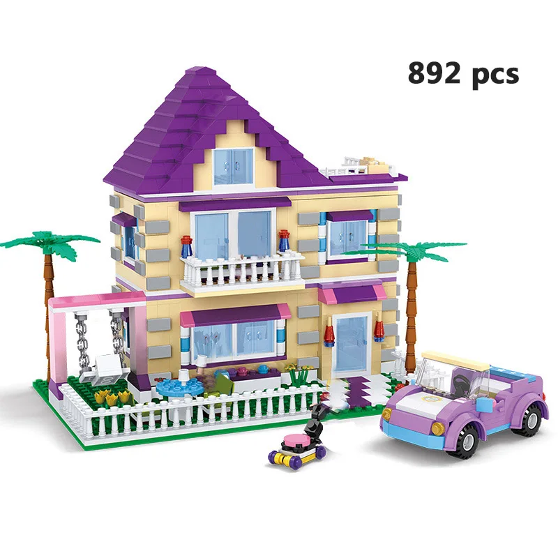 House Villa Architecture Cottage Model Building Blocks bricks Friends for girl Beach Hut Modular Home Village creative city shop | Игрушки и