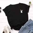 Летняя женская футболка из 100% хлопка с принтом милого кролика, футболка с круглым вырезом и короткими рукавами, повседневные футболки Топы