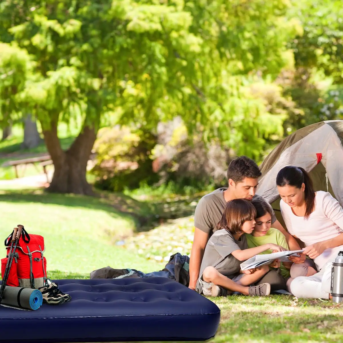 

Portable Inflatable Air Mattress Bed Foldable Camping Bed Mat Beach Mat