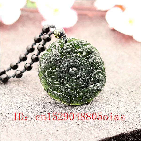 Китайский Натуральный Черный Зеленый Нефритовый дракон феникс кулон бусины
