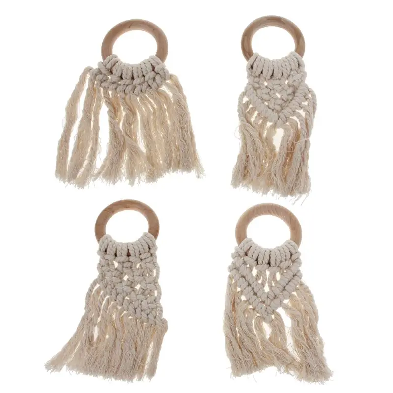 Ручной работы натуральный деревянный крючком кисточкой браслет для